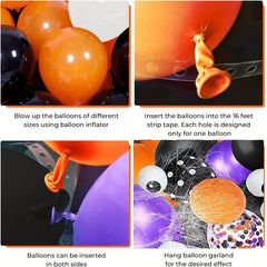 111pcs Halloween Balloon Garland Arch Kit Spider Web Boo Banner Balloons