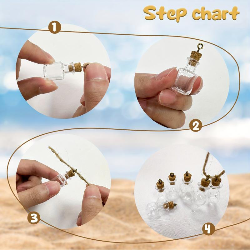 50pcs 10 Shapes Clear Glass Jars with Cork Stoppers Tiny Wishing Bottles