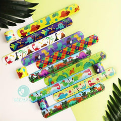 10pcs Dinosaur Jurassic Slap Bracelets for Party