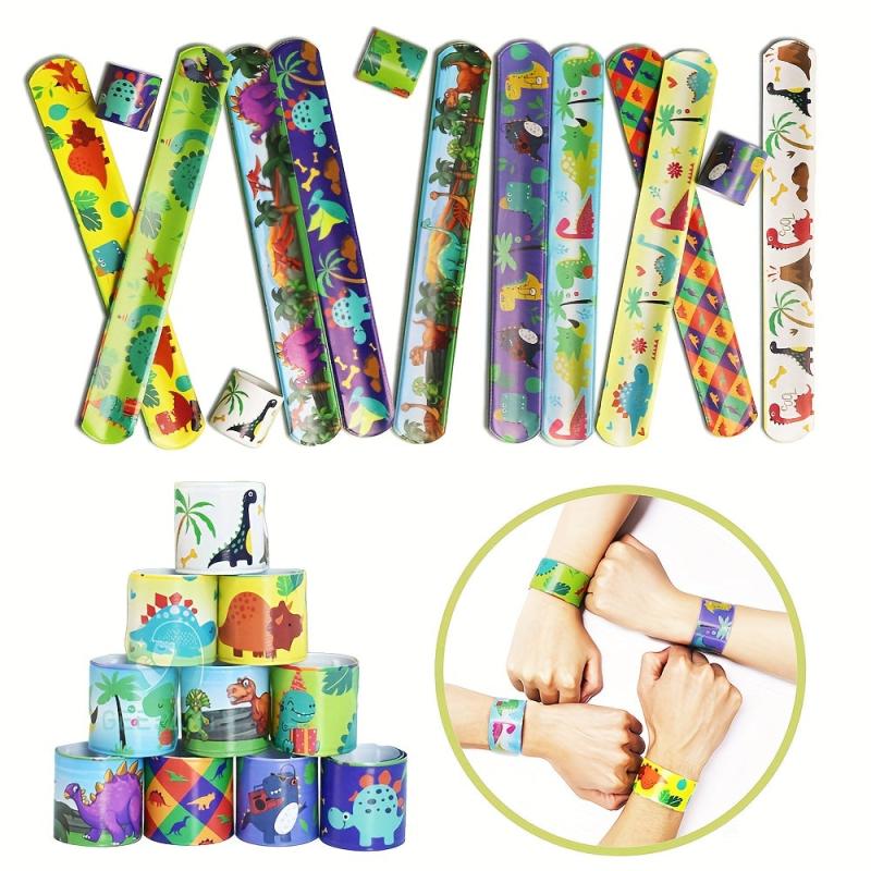 10pcs Dinosaur Jurassic Slap Bracelets for Party