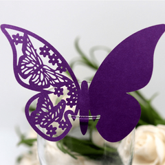 50pcs 3D Butterfly Name Seat Place Cards Table Mark Wine Glass Card