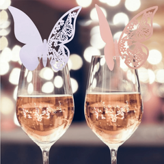 50pcs 3D Butterfly Name Seat Place Cards Table Mark Wine Glass Card