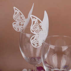 50pcs 3D Butterfly Name Seat Place Cards Table Mark Wine Glass Card