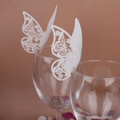 50pcs 3D Butterfly Name Seat Place Cards Table Mark Wine Glass Card