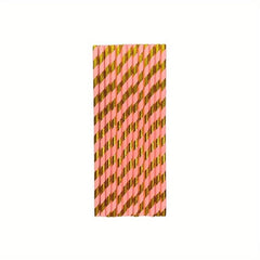 25pcs Pink Striped Paper Straws for Party Wedding Engagement