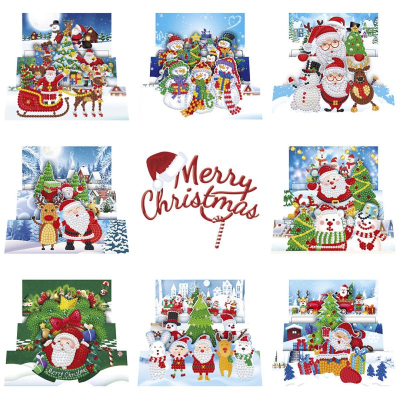 8pcs Christmas Diamond Painting Set 5D DIY Rhinestone Santa Claus Winter Painted