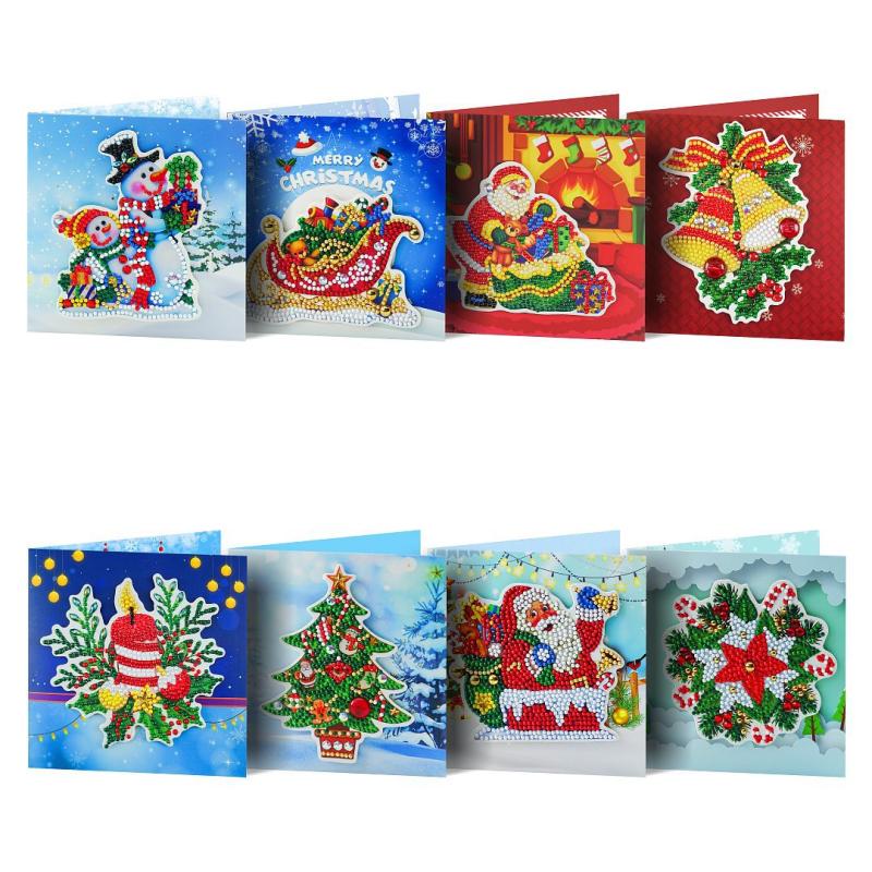 8pcs Christmas Diamond Painting Set 5D DIY Rhinestone Santa Claus Winter Painted
