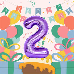 Purple Number Aluminum Film Balloon Party Decoration Supplies