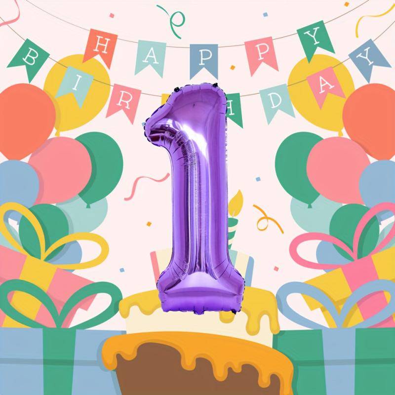 Purple Number Aluminum Film Balloon Party Decoration Supplies