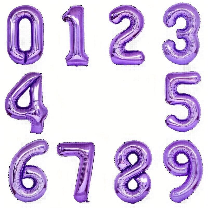 Purple Number Aluminum Film Balloon Party Decoration Supplies