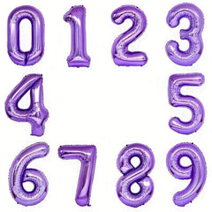 Purple Number Aluminum Film Balloon Party Decoration Supplies