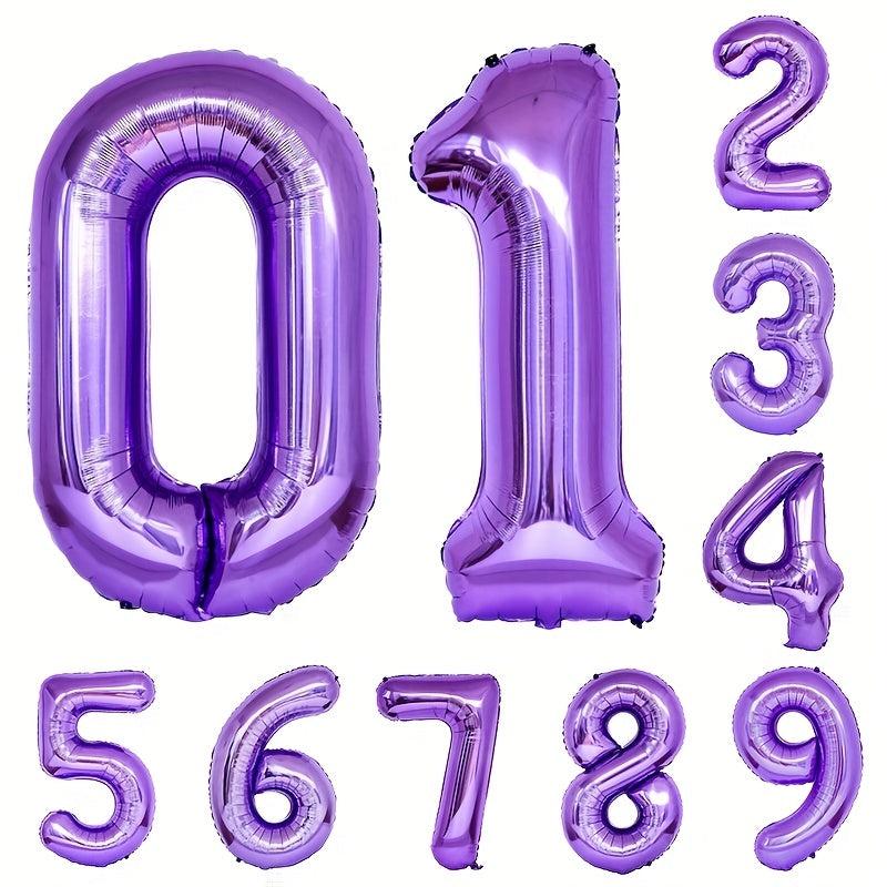 Purple Number Aluminum Film Balloon Party Decoration Supplies