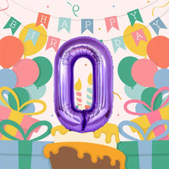 Purple Number Aluminum Film Balloon Party Decoration Supplies