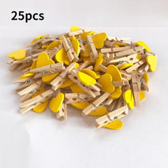 25pcs Red Heart Love Wooden Clothes Pegs Mini Clothespin Postcard Clips