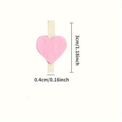 25pcs Red Heart Love Wooden Clothes Pegs Mini Clothespin Postcard Clips