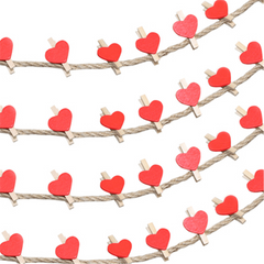 25pcs Red Heart Love Wooden Clothes Pegs Mini Clothespin Postcard Clips