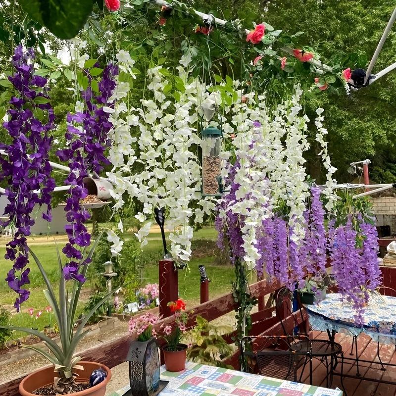 12pcs Violet Purple Vine Flower Realistic Simulated Wedding Home Tabletop Decor