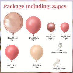 Rose Golden Balloons Garland Arch Kit & 4D Latex Balloons