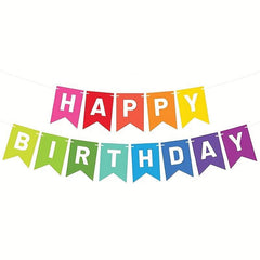 Colorful Happy Birthday Banner Rainbow Theme Party Supplies
