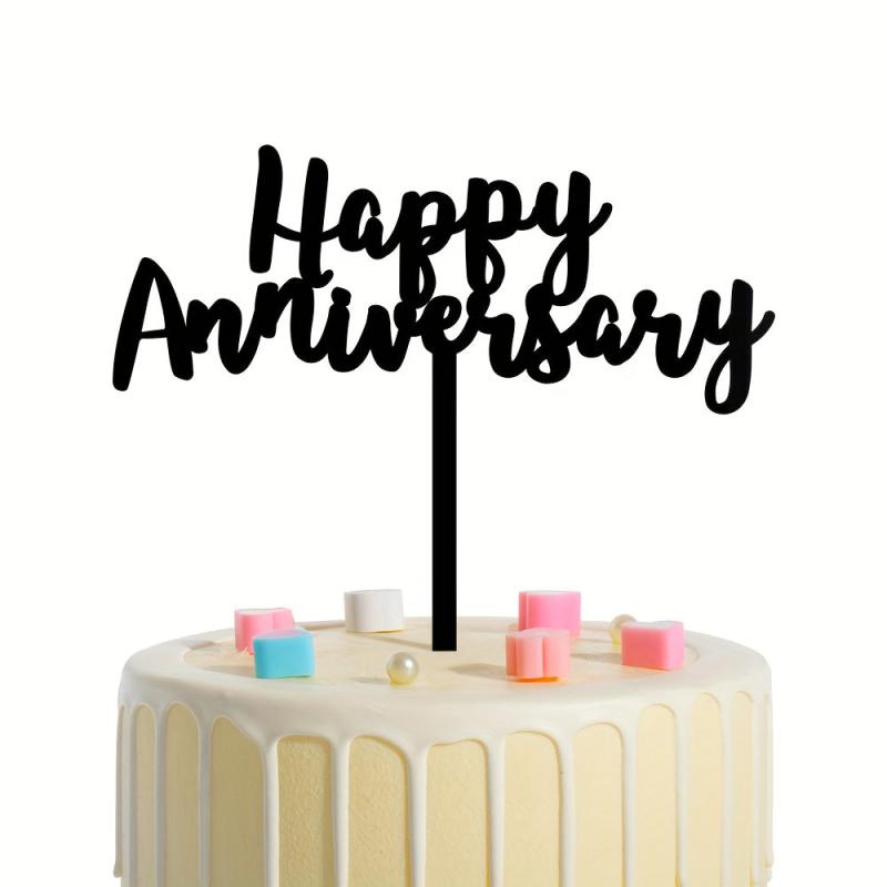 1pc 1 3mm Happy Anniversary Cake Topper Acrylic Cake Decoration