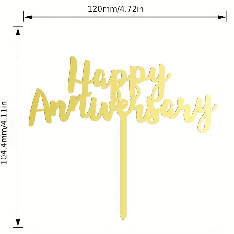 1pc 1 3mm Happy Anniversary Cake Topper Acrylic Cake Decoration