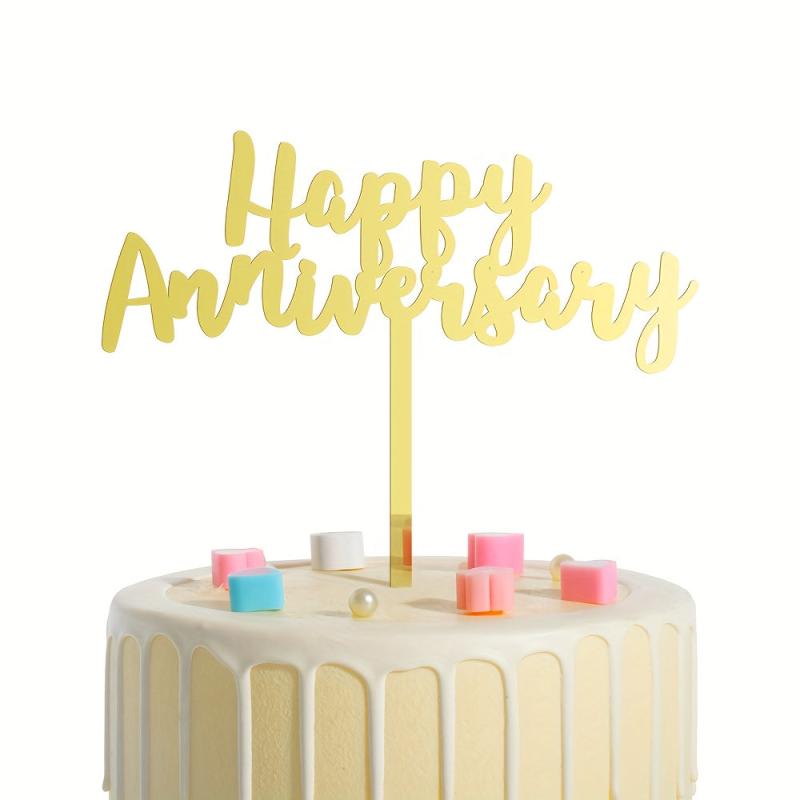 1pc 1 3mm Happy Anniversary Cake Topper Acrylic Cake Decoration