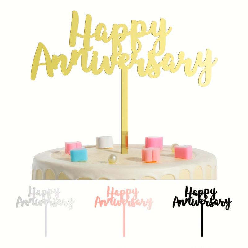 1pc 1 3mm Happy Anniversary Cake Topper Acrylic Cake Decoration