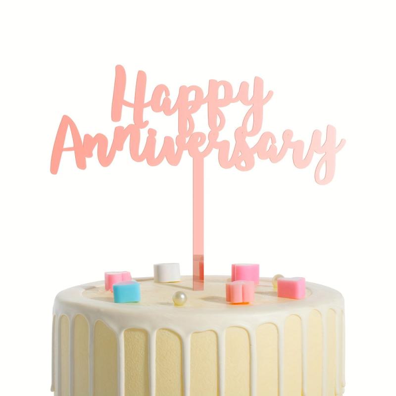 1pc 1 3mm Happy Anniversary Cake Topper Acrylic Cake Decoration