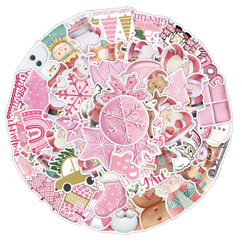 Pink Christmas Sticker Set - Car Laptop Guitar Waterproof Navidad Creative