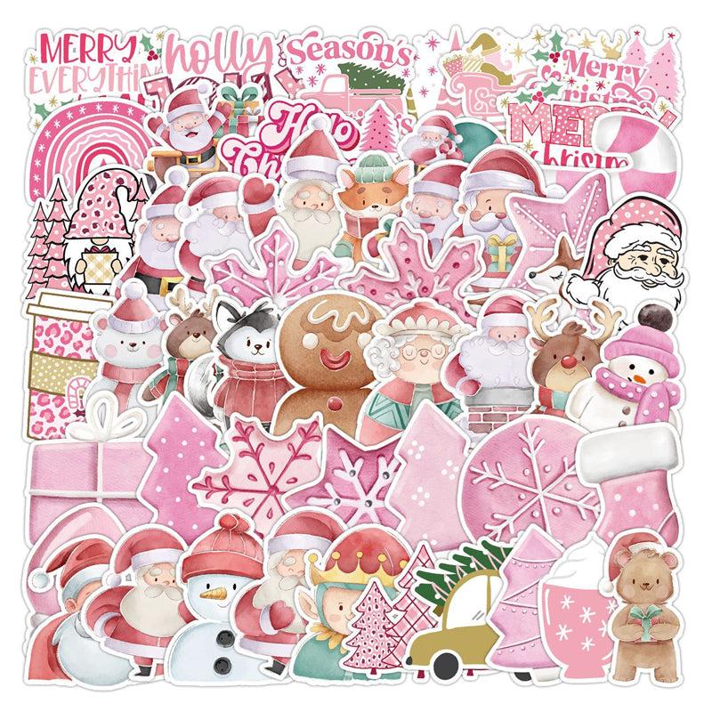 Pink Christmas Sticker Set - Car Laptop Guitar Waterproof Navidad Creative