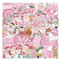 Pink Christmas Sticker Set - Car Laptop Guitar Waterproof Navidad Creative