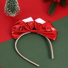 Christmas Red Headband Big Bow Cat Ears Holiday Jewelry Dress Up