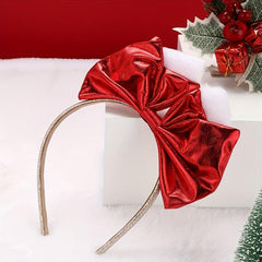 Christmas Red Headband Big Bow Cat Ears Holiday Jewelry Dress Up