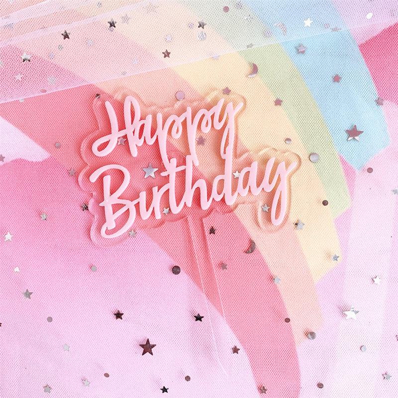 Colorful Acrylic Birthday Cake Topper Double Layer Decoration