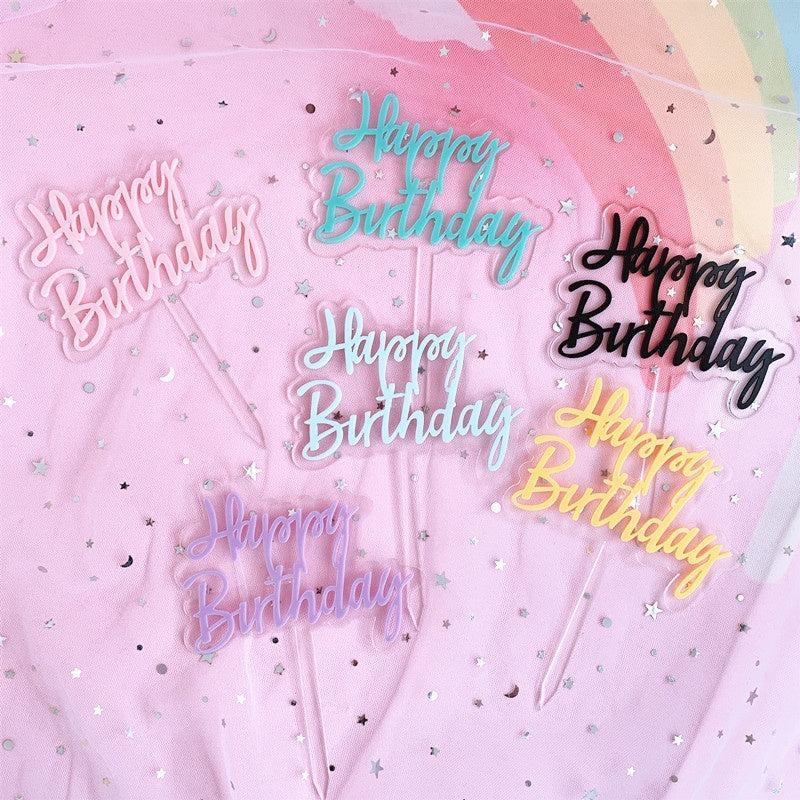 Colorful Acrylic Birthday Cake Topper Double Layer Decoration