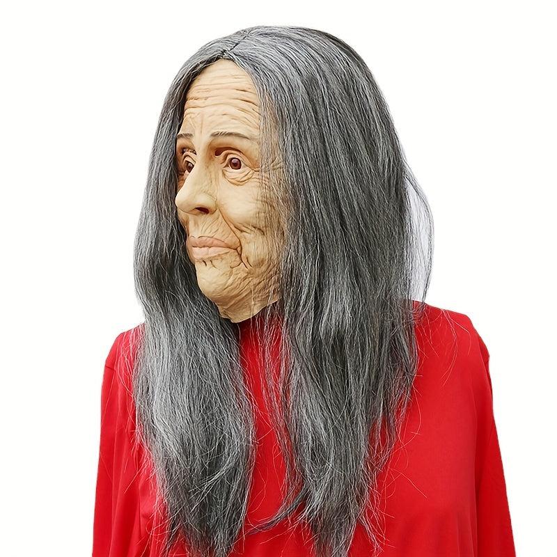 Halloween Latex Hair Crone Mask Party Props Face Mask Cosplay
