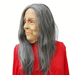 Halloween Latex Hair Crone Mask Party Props Face Mask Cosplay