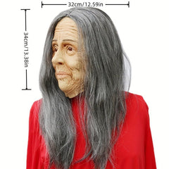 Halloween Latex Hair Crone Mask Party Props Face Mask Cosplay