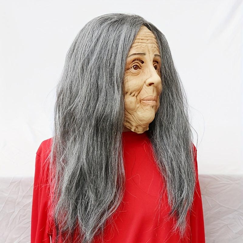 Halloween Latex Hair Crone Mask Party Props Face Mask Cosplay