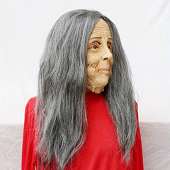 Halloween Latex Hair Crone Mask Party Props Face Mask Cosplay