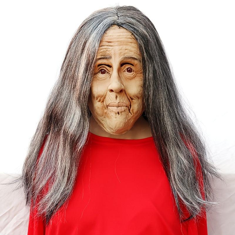 Halloween Latex Hair Crone Mask Party Props Face Mask Cosplay