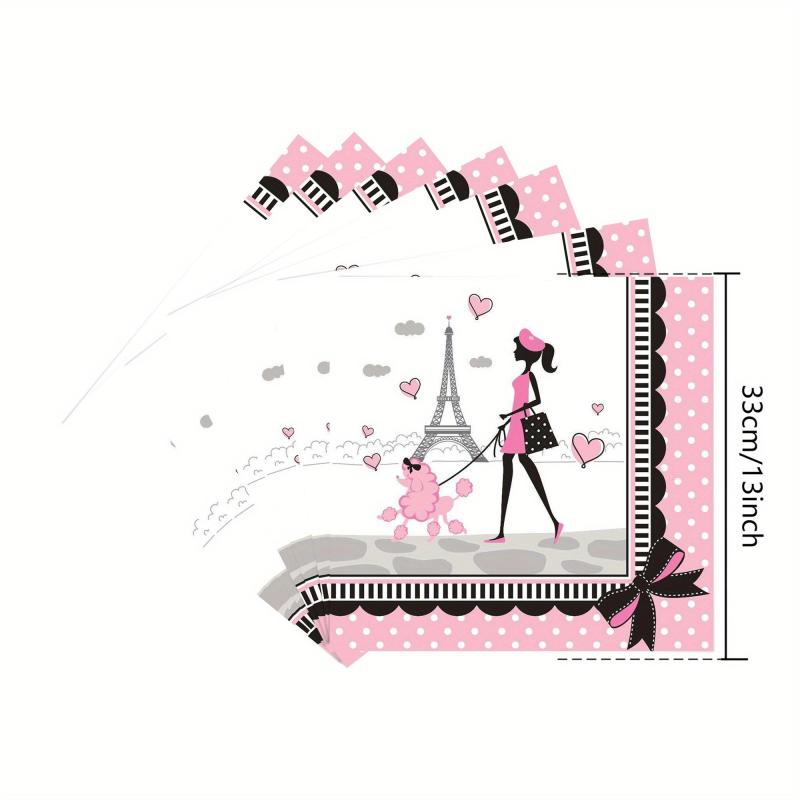 Paris Girl Themed Party Tableware Set