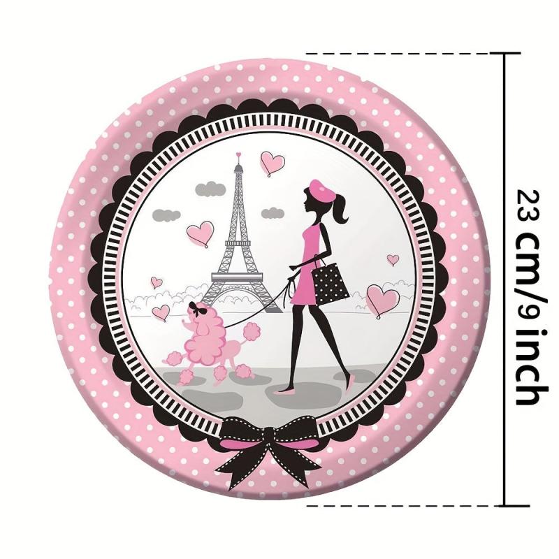 Paris Girl Themed Party Tableware Set