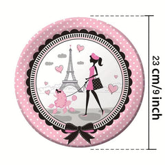 Paris Girl Themed Party Tableware Set