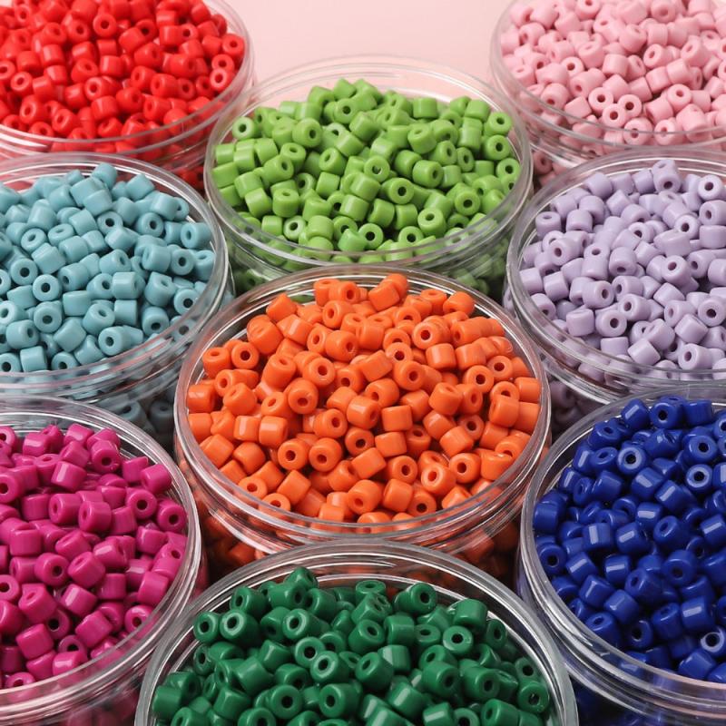 50pcs Acrylic Colorful Cylindrical Beads for DIY Macaron Bracelet