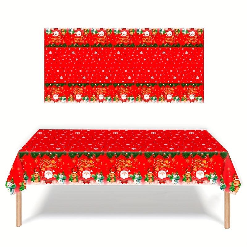 Christmas Tablecloth Red Santa Claus Snowman Elk Waterproof Table Cover