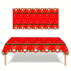 Christmas Tablecloth Red Santa Claus Snowman Elk Waterproof Table Cover