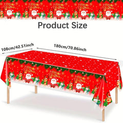 Christmas Tablecloth Red Santa Claus Snowman Elk Waterproof Table Cover
