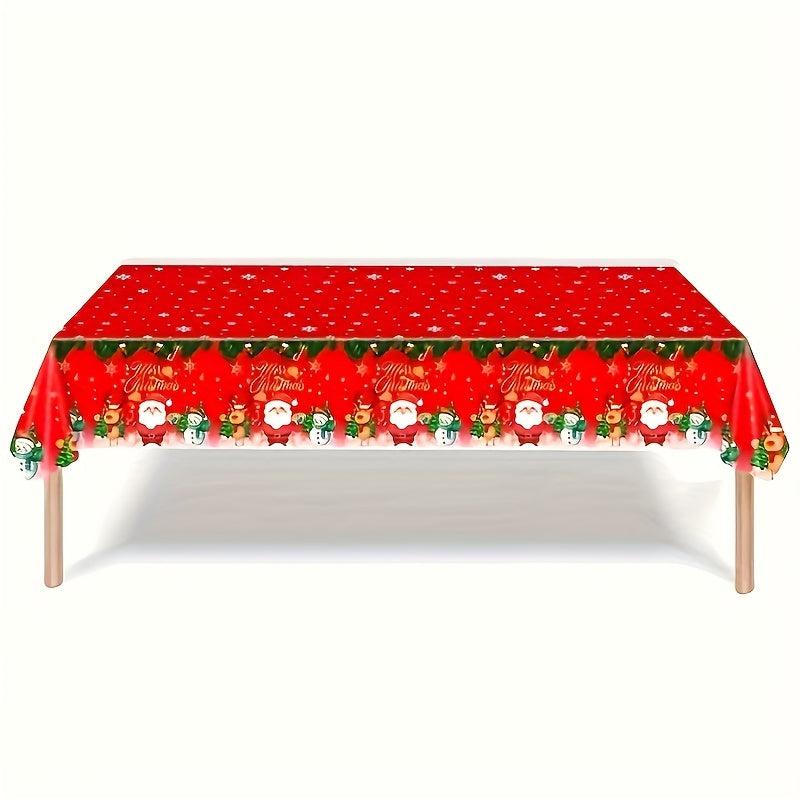 Christmas Tablecloth Red Santa Claus Snowman Elk Waterproof Table Cover