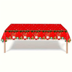 Christmas Tablecloth Red Santa Claus Snowman Elk Waterproof Table Cover